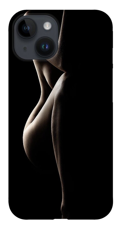 Nude iPhone 14 Case featuring the photograph Silhouette of nude woman by Johan Swanepoel