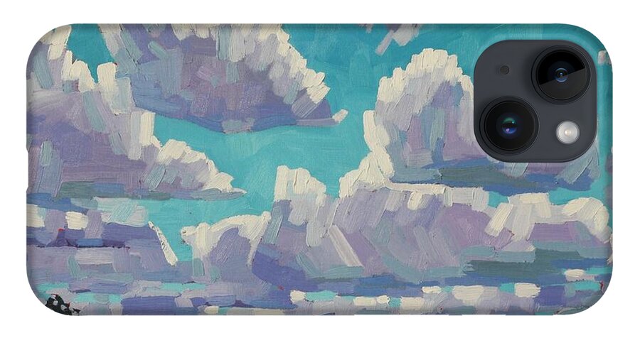 2277 iPhone 14 Case featuring the painting Singleton Summer Clouds by Phil Chadwick