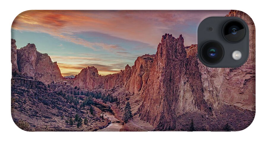 Pacific Northwest iPhone 14 Case featuring the photograph Smith Rock Sunset by Greg Waddell