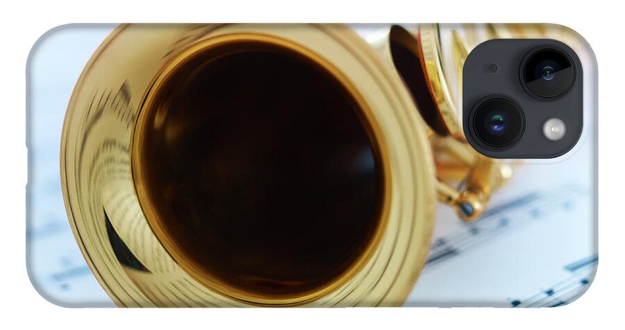 Sheet Music iPhone 14 Case featuring the photograph Soprano Saxophone by Adam Gault