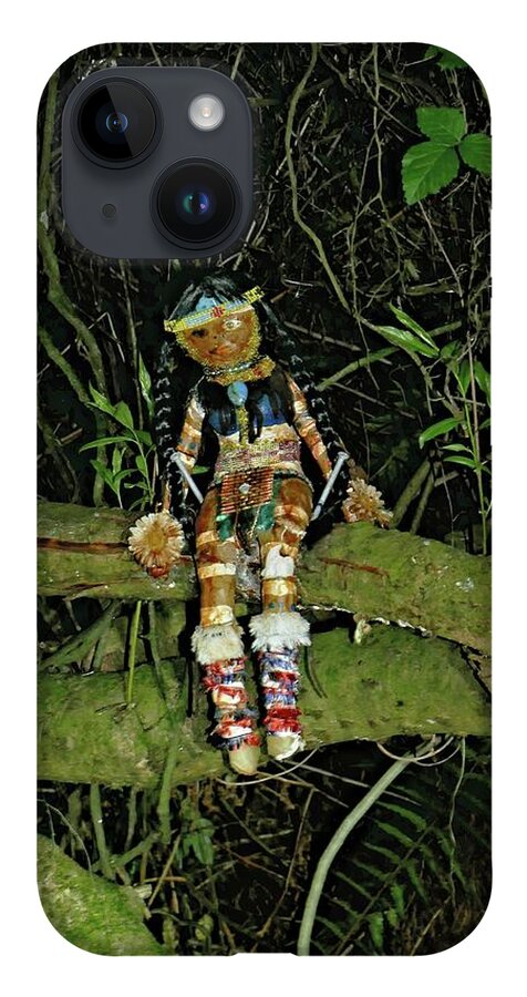Doll iPhone Case featuring the photograph Spooky doll in forest by Martin Smith