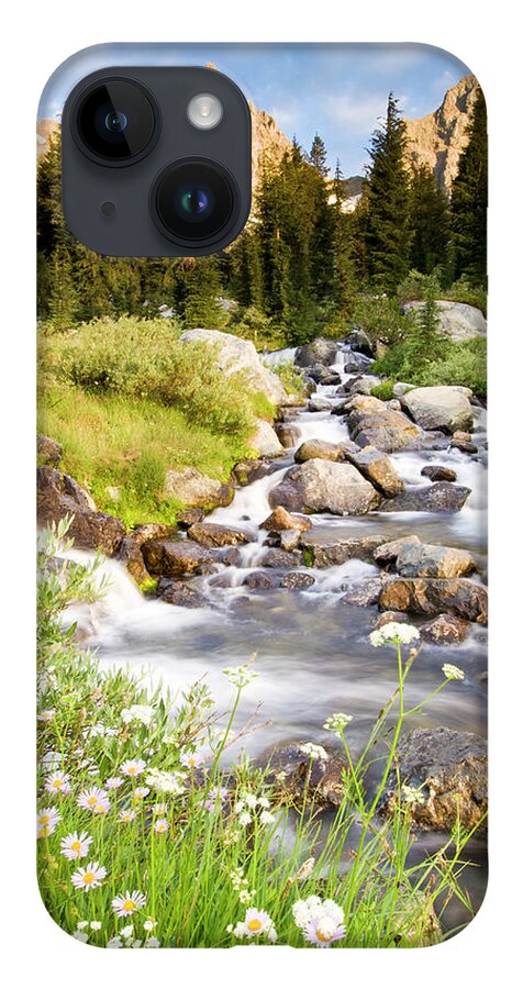 Scenics iPhone 14 Case featuring the photograph Spring Flowers And Flowing Water Below by Josh Miller Photography