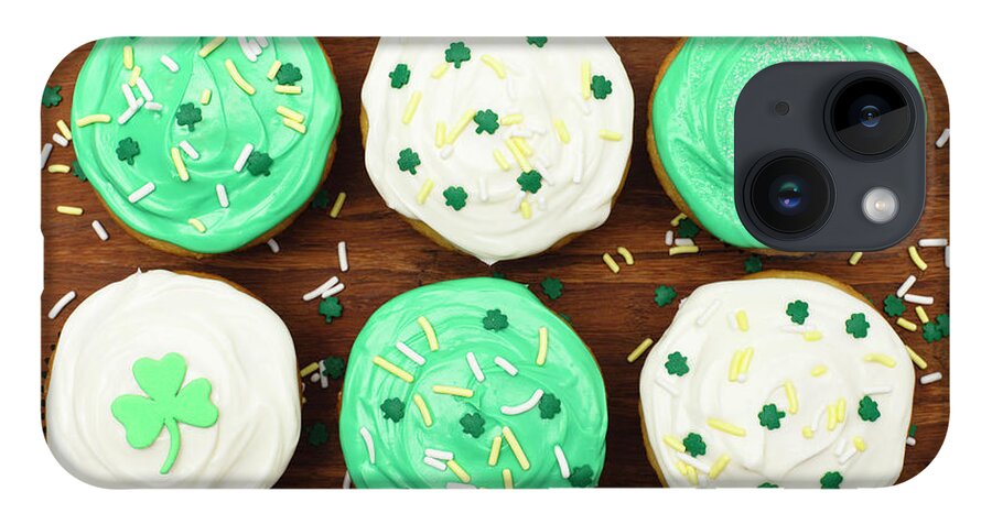 Holiday iPhone 14 Case featuring the photograph St. Patricks Cupcakes by Dustypixel