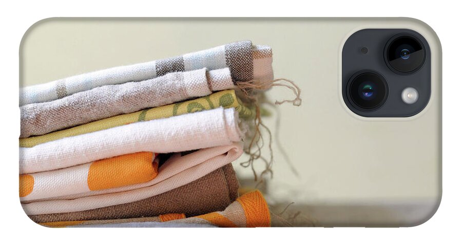 Dish Towel iPhone 14 Case featuring the photograph Stack Of Linens by Jennifer Causey