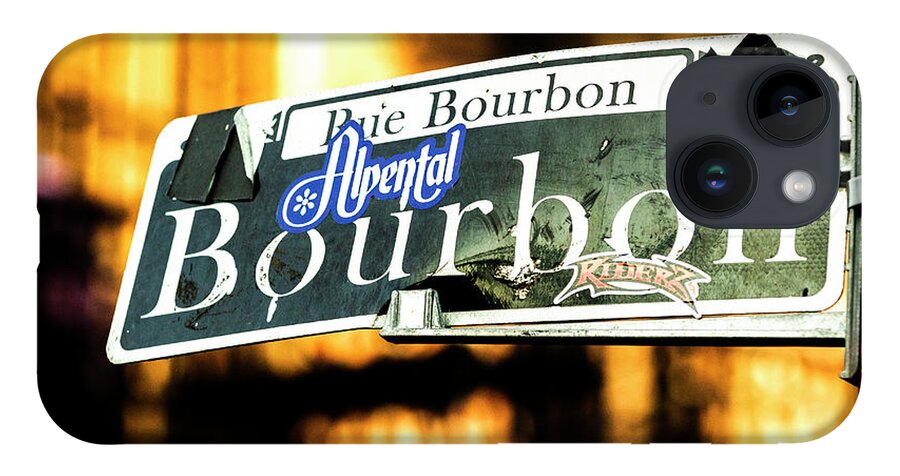 Photo iPhone 14 Case featuring the photograph Stickers of Bourbon St by Jason Hughes