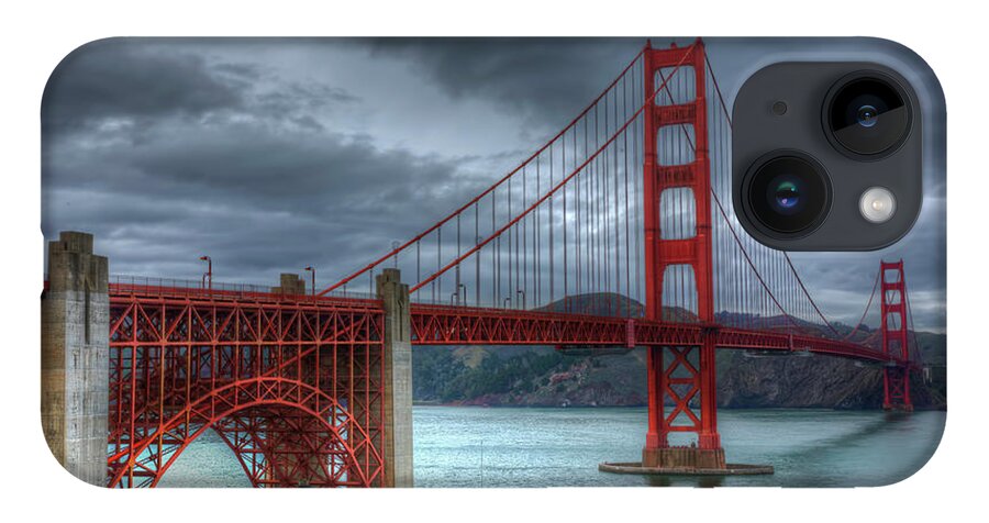 Landscape iPhone 14 Case featuring the photograph Stormy Golden Gate Bridge by Harry B Brown