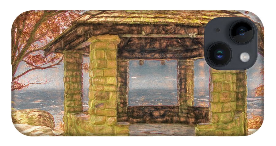 Tennessee iPhone 14 Case featuring the photograph Stone Gazebo Atop Chilhowee Mountain, Painterly   by Marcy Wielfaert