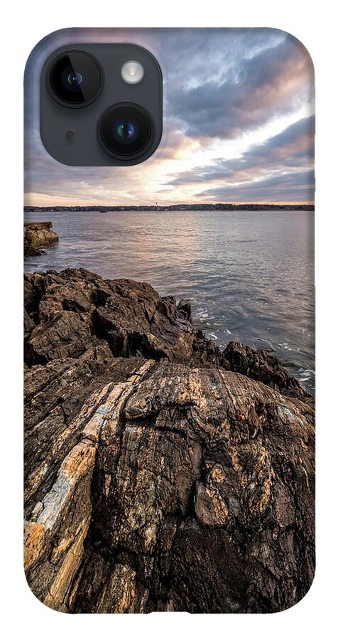 New Hampshire iPhone 14 Case featuring the photograph Striations. Leading Lines In The Rocks by Jeff Sinon