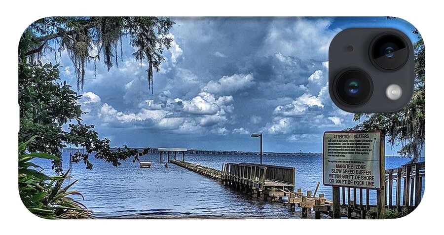 Clouds iPhone 14 Case featuring the photograph Strolling by the Dock by Portia Olaughlin