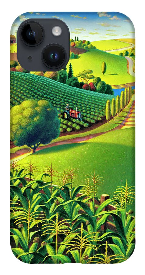 Farm Scene iPhone 14 Case featuring the painting Summer Fields by Robin Moline