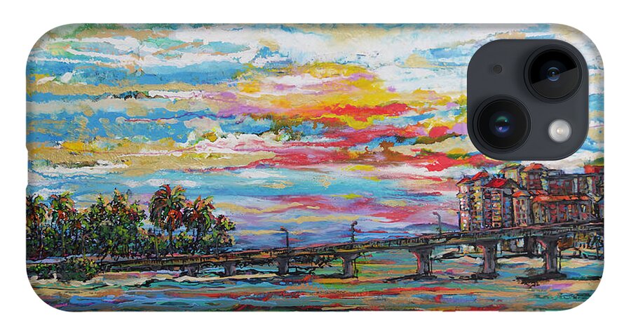 San Key Beach iPhone 14 Case featuring the painting Sunset at Sand Key by Jyotika Shroff