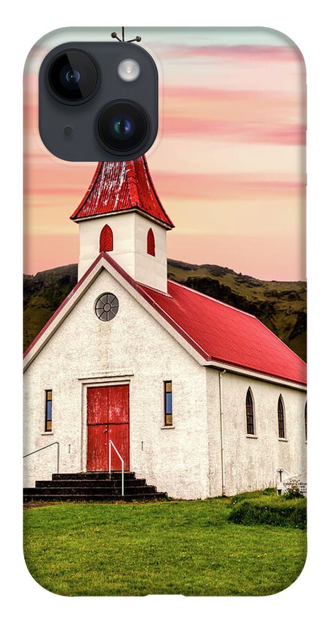 Church iPhone 14 Case featuring the photograph Sunset Chapel of Iceland by David Letts