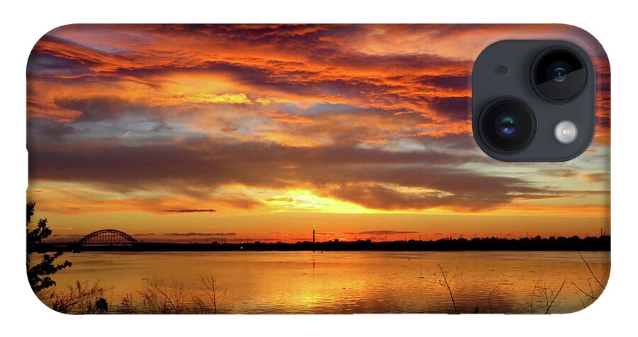 Sunset iPhone 14 Case featuring the photograph Sunset on the Delaware No. One by Linda Stern
