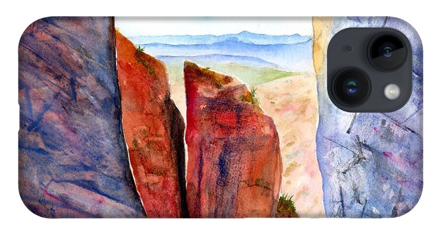 Big Bend iPhone Case featuring the painting Texas Big Bend Window Trail Pour Off by Carlin Blahnik CarlinArtWatercolor