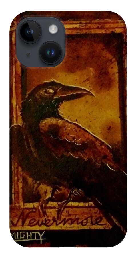 Ryanalmighty iPhone 14 Case featuring the painting Th Raven - Nevermore by Ryan Almighty