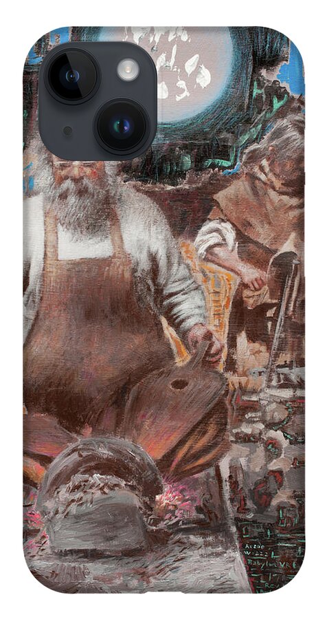 Blacksmith iPhone 14 Case featuring the painting The Blacksmith by Hans Egil Saele