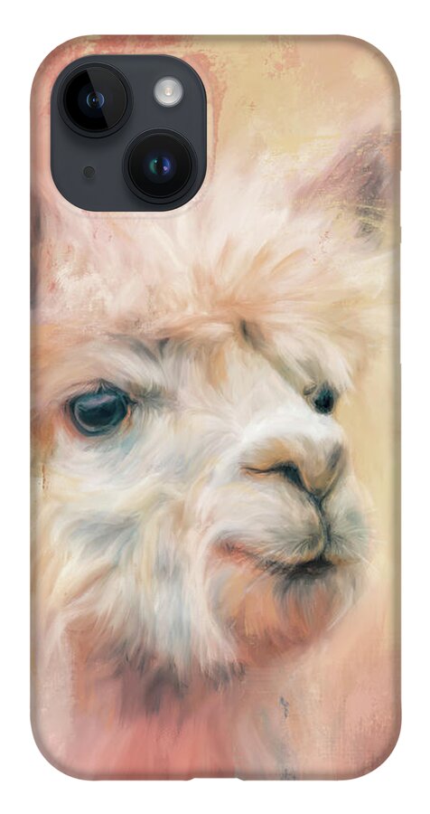 Colorful iPhone 14 Case featuring the painting The Charismatic Alpaca by Jai Johnson