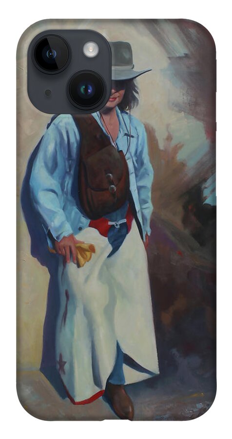 Firurative Art iPhone 14 Case featuring the painting The Cowgirl by Carolyne Hawley