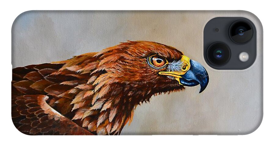 Birds iPhone 14 Case featuring the painting The Golden Eagle by Dana Newman