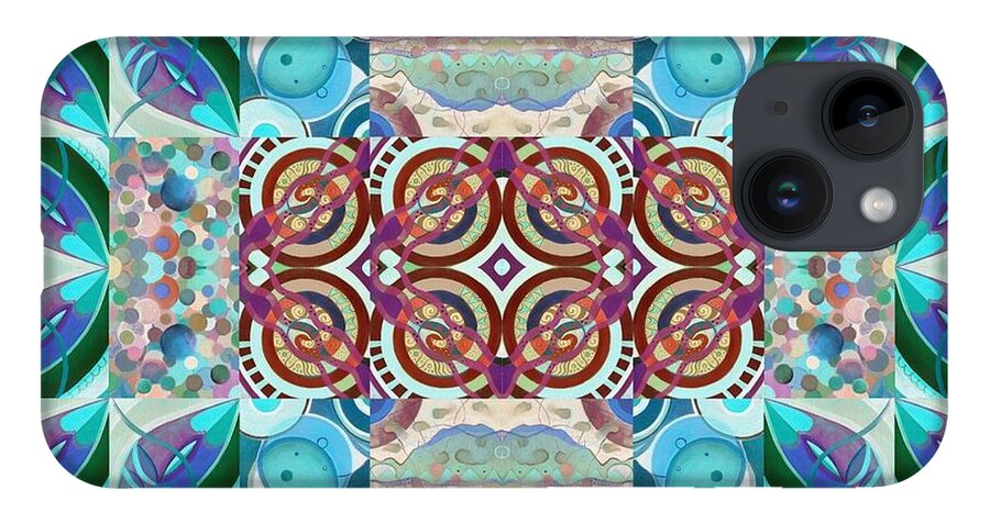 The Joy Of Design Mandala Series Puzzle 7 Arrangement 6 By Helena Tiainen iPhone 14 Case featuring the painting The Joy of Design Mandala Puzzle Series 7 Arrangement 6 Inverted by Helena Tiainen