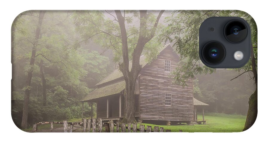 Cades Cove iPhone 14 Case featuring the photograph The Tipton Place on a Foggy Morning by Marcy Wielfaert
