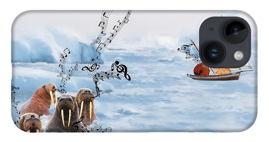 Walrus iPhone Case featuring the mixed media The Walrus Choir by Colleen Taylor