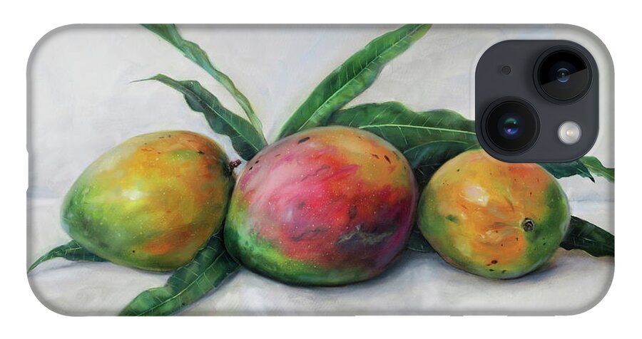 Still Life iPhone 14 Case featuring the painting Three Julie Mangos by Jonathan Gladding