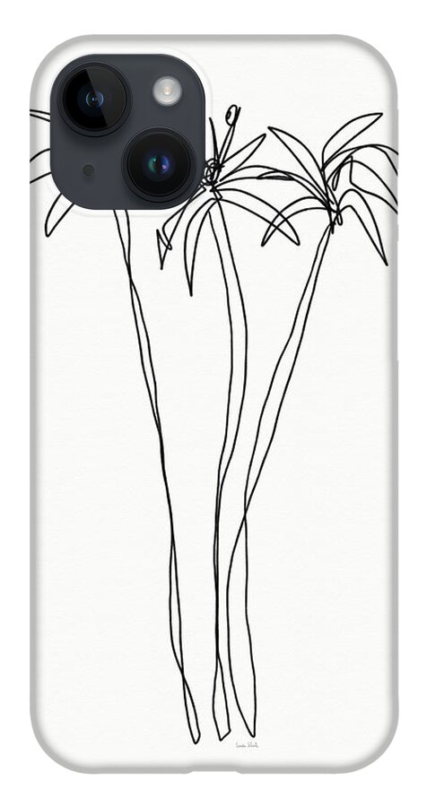 Trees iPhone 14 Case featuring the drawing Three Tall Palm Trees- Art by Linda Woods by Linda Woods