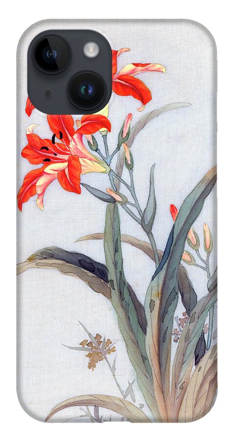 Chikutei iPhone 14 Case featuring the painting Tiger Lily by Chikutei
