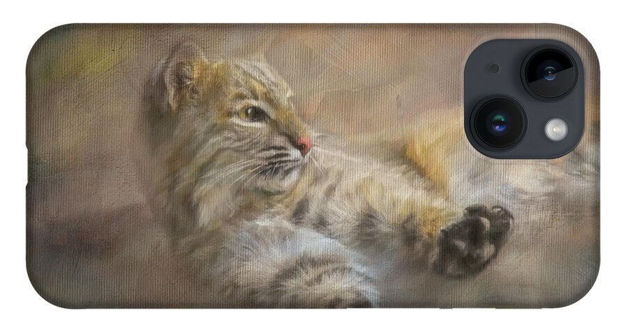 Bobcat iPhone 14 Case featuring the painting Time To Rise and Shine by Jai Johnson