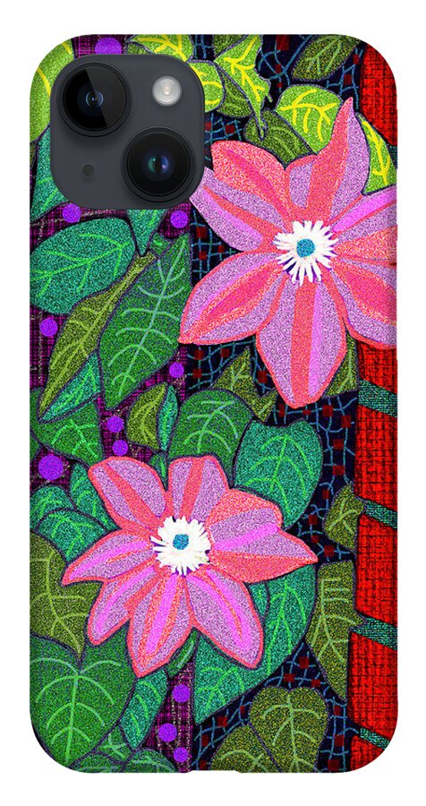 Smokey Mountains iPhone 14 Case featuring the digital art Trellis Blooms by Rod Whyte