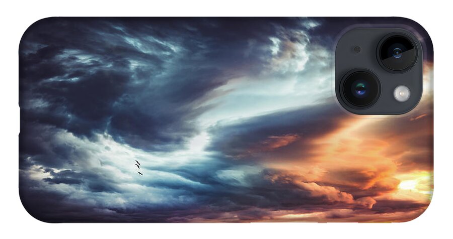 Sky iPhone 14 Case featuring the photograph Trouble in the Sky by Philippe Sainte-Laudy