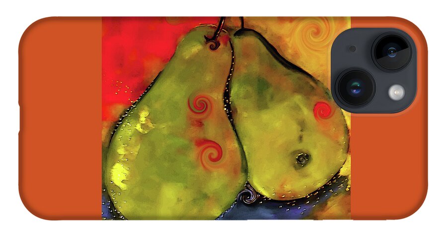 Pears iPhone 14 Case featuring the digital art Two Twirly Pears Painting by Lisa Kaiser