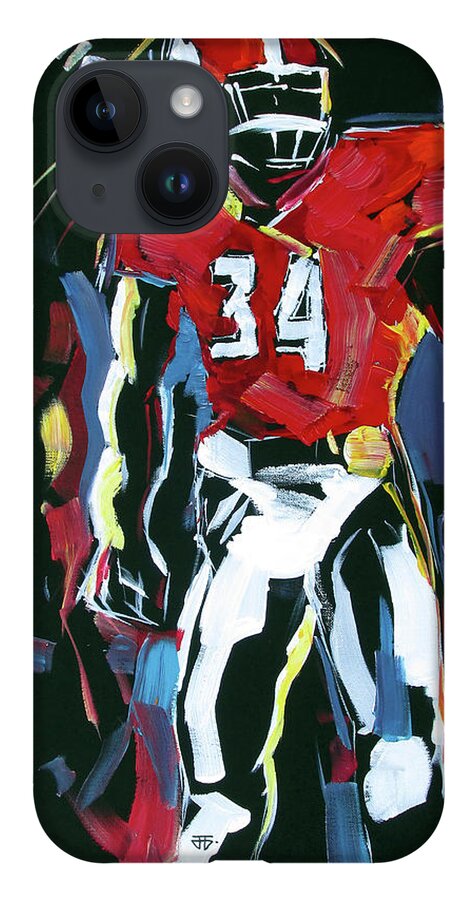 Uga Football iPhone 14 Case featuring the painting UGA number 34 by John Gholson
