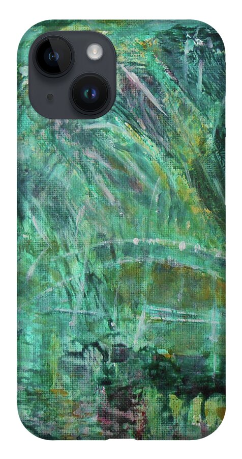 Abstract iPhone 14 Case featuring the painting Under The Bridge by Jane See