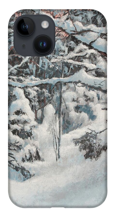 Winter Landscape iPhone 14 Case featuring the painting Untouched Snow by Hans Egil Saele