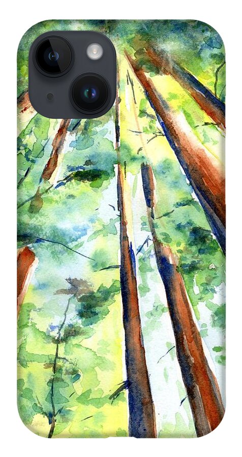 Trees iPhone Case featuring the painting Up through the Redwoods by Carlin Blahnik CarlinArtWatercolor