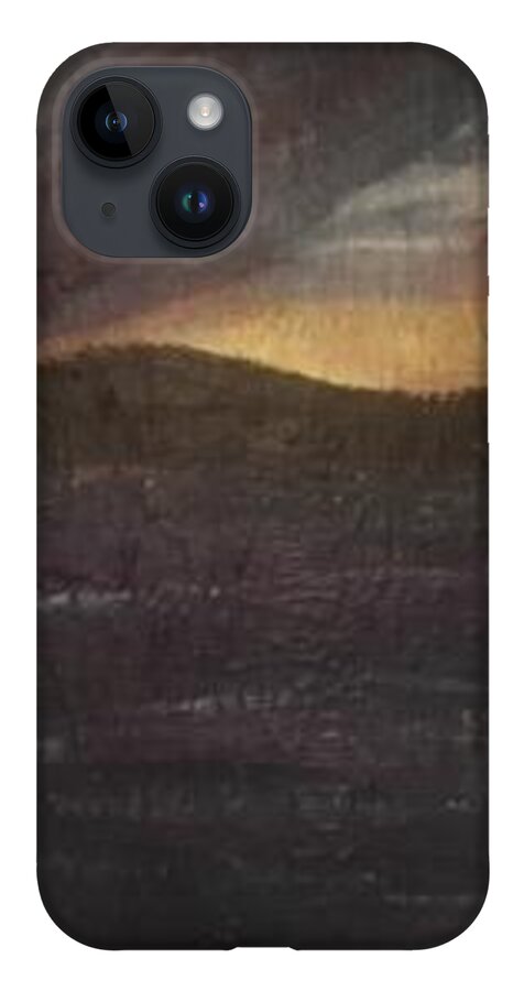 Sunset iPhone 14 Case featuring the painting Upcoming Hope - Sunset by Nina Jatania
