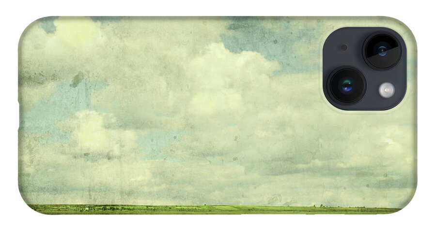 Scenics iPhone Case featuring the photograph Vintage Image Of Green Field And Blue by Jasmina007