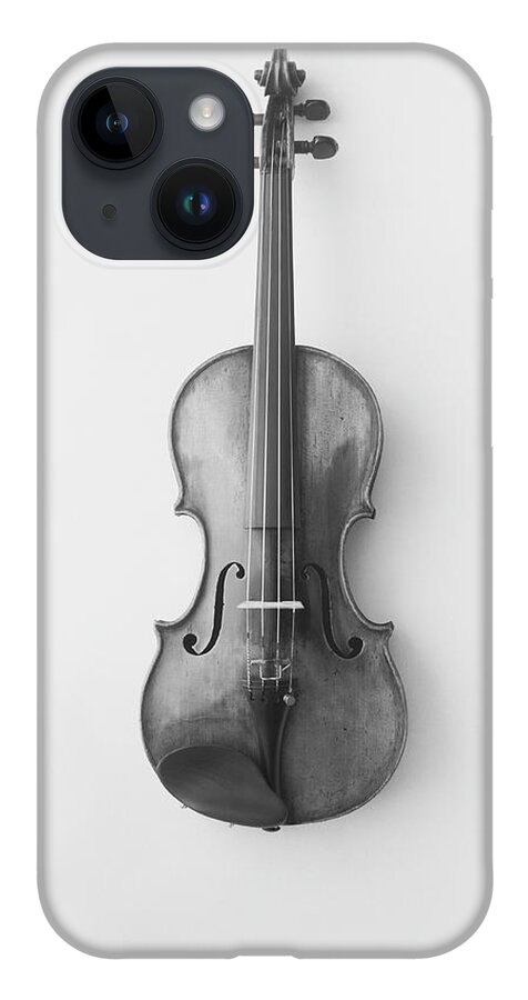 White Background iPhone 14 Case featuring the photograph Violin On White Background by Tom Kelley Archive