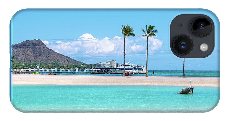Waikiki iPhone Case featuring the photograph Waikiki and Diamond Head Gallery Button by Aloha Art