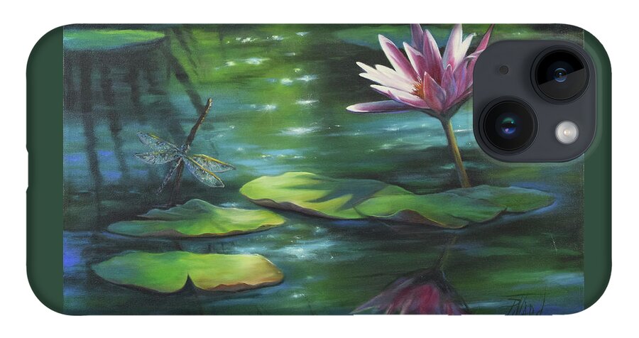 Water Lilies iPhone Case featuring the painting Dragonfly and Waterlily by Lynne Pittard