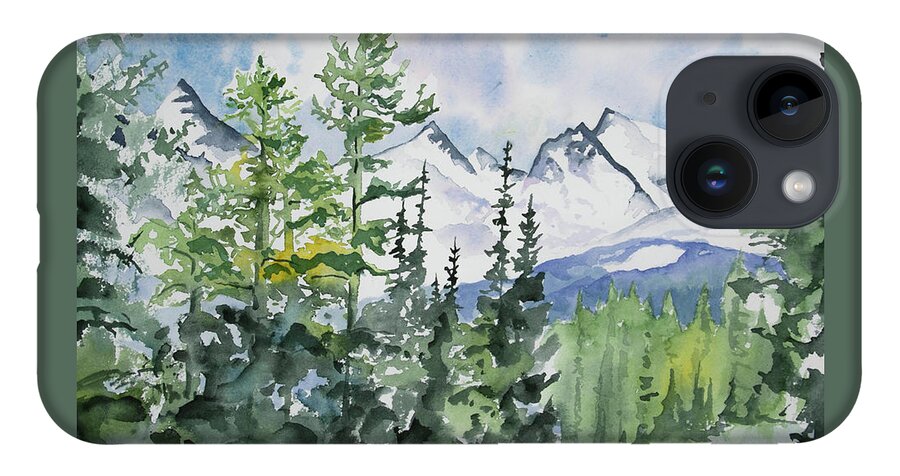 Brainard Lakes iPhone 14 Case featuring the painting Watercolor - Brainard Lakes Winter Landscape by Cascade Colors