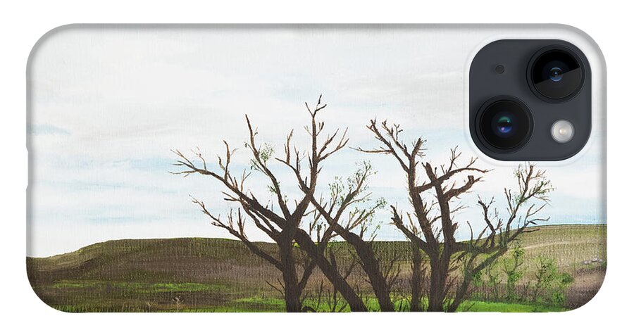 Trees iPhone 14 Case featuring the painting Watering Hole by Gabrielle Munoz