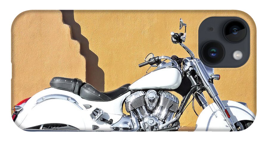 Motorcycle iPhone 14 Case featuring the photograph White Indian Motorcycle by Britt Runyon