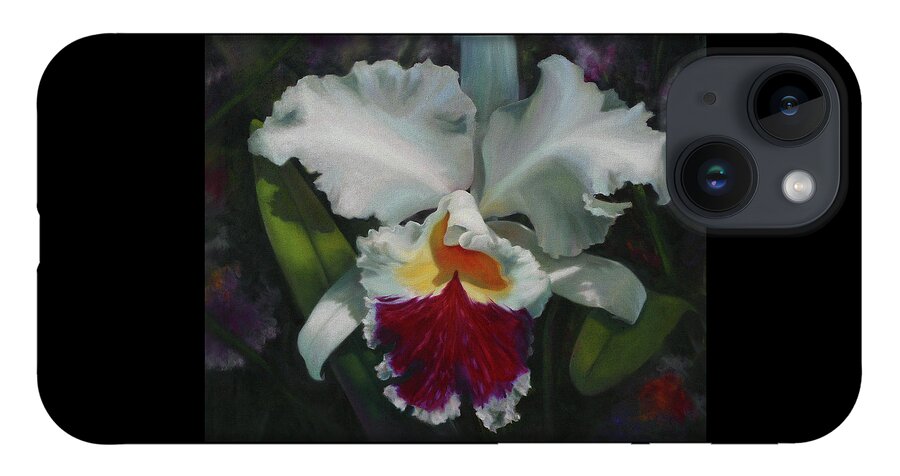 Florals iPhone 14 Case featuring the painting White Orchid by Lynne Pittard