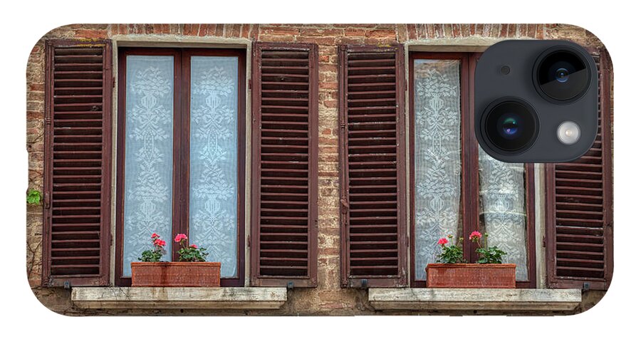 Tuscany iPhone 14 Case featuring the photograph Window Flowers of Tuscany #1 by David Letts