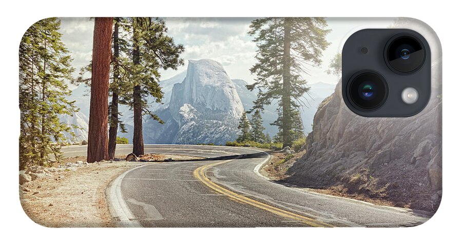 Scenics iPhone 14 Case featuring the photograph Winding Road With Half Dome In Yosemite by James O'neil