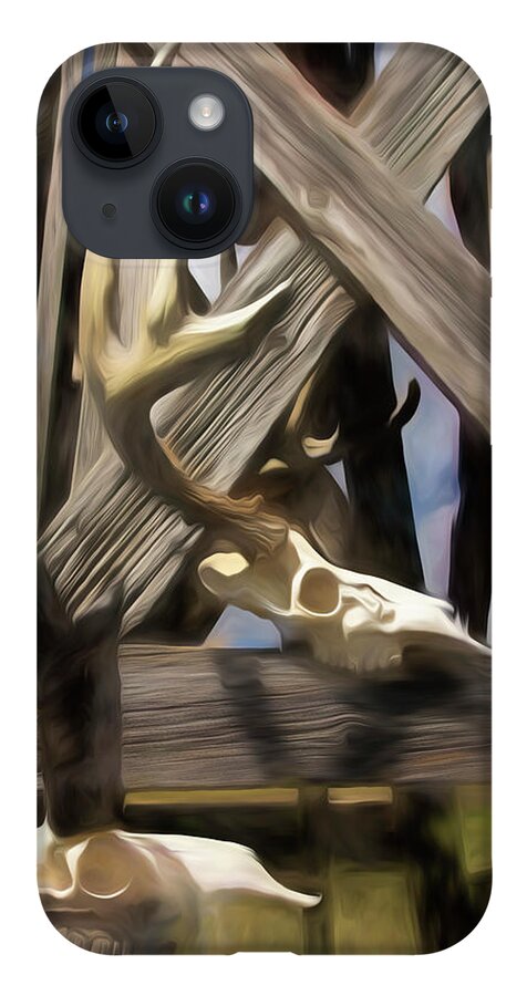 Kansas iPhone 14 Case featuring the photograph Windmill with skulls 01 by Rob Graham