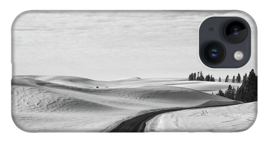 Winter iPhone 14 Case featuring the photograph Winter Country Road 2 BW by Tatiana Travelways
